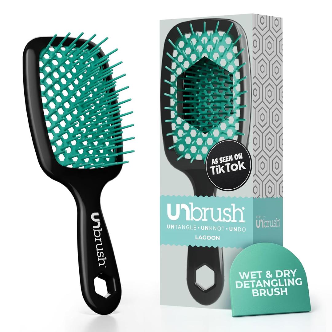 FHI Heat UNbrush Detangling Brush for Pain-Free Brushing on All Wet or Dry Hair Types  Durable DuoFlex Anti-Static Bristles, Lightweight Handle, Vented Hair Brush (1 Count (Pack of 1))