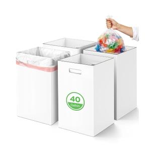 4 Pack 40 Gallon Corrugated Cardboard Disposable Trash Cans, White