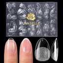 UNA GELLA Extra Short Almond Gel Nail Tips, 216 Pcs Pre-shape XS Almond Nail Tips Full Cover Press On Nails Half Matte Clear Fake Nails For Women Girl DIY Salon At Home 12 Sizes