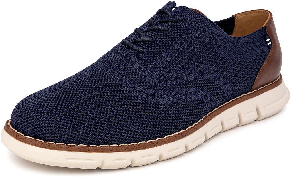 Nautica Men's Knit Dress Oxford Dress Sneakers: Breathable, Stylish, Lightweight & Comfortable - Ideal for Business or Walking (9, Navy-alon)