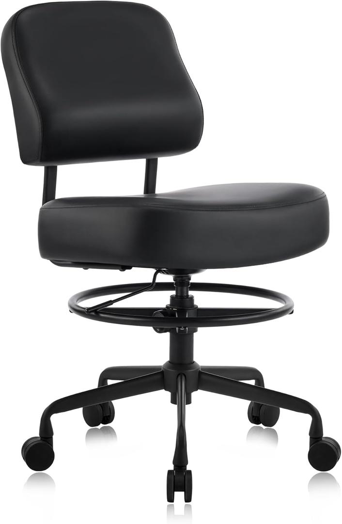 Pneumatic Swivel Rolling Saddle Stool 504 Kalea with Adjustable Foot Ring for Clinic SPA Tattoo and Home (Black, Backrest Add-on)