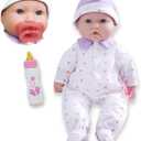 JC Toys - La Baby | Caucasian 16-inch Medium Soft Body Baby Doll | Washable | Removable Purple Outfit w/Hat and Pacifier | for Children 12 Months +