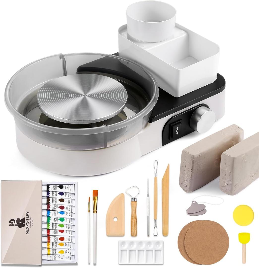 Pottery Wheel for Kids Adults and Beginners - Complete Pottery Set for Teen with 6" Turntable, 2.2lb Clay, Art Supplies Sculpting Tools, Craft Gifts for Teens Adults (Grey)