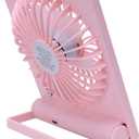 Personal Portable Fan, Rechargeable 2000mAh Battery Powered, Power Display and 180 Tilt Folding, Ultra Quiet, Office, Camping, Travel, in Car (Pink)
