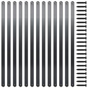Aluminum Deck Balusters,Flat Metal Deck Spindles, for Deck Railing Porch Indoor Outdoor(Straight-QTY/25, Black-29.5")