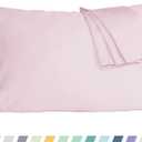 Pillow Cases, Standard Queen Size Cotton Percale Weave Pillowcases, Pre-Shrunk Breathable and Hypoallergenic Pillowcases, Set of 2 (2 Piece Standard/Queen 20 Inch x 30 Inch, Light Pink)