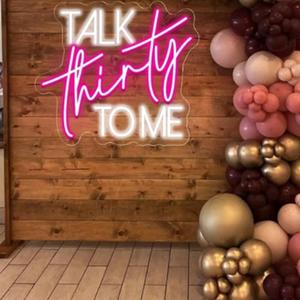 Talk Thirty To Me Neon Sign,30th Birthday Decor Sign, Birthday Party Welcome Sign, 30th Birthday gifts for her Size:20x15inches