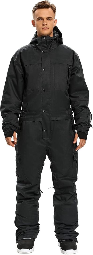 Mens One Piece Ski Suit Colorful Jumpsuits Snowboard Snowsuits Winter Outdoor Waterproof for Snow Sports XS