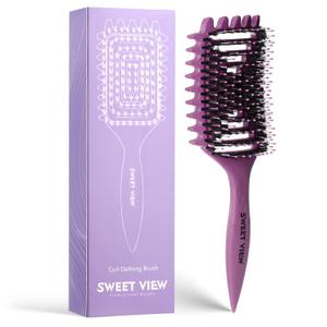 2 x Curly Defining Brush, Tangle-Free Defined Curls, EdgeLift, Volume, Enhancing Waves (Purple)