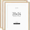 Minimalist 20x24 Picture Frame Matted to 16x20 Set of 3, Solid Oak Wood Frame for Horizontal & Vertical Wall Mounting(3 Pack,Oak)