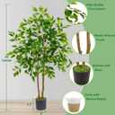 Warmplants Artificial Ficus Tree, 4ft Tall Fake Ficus Tree with Basket, Faux Plant for Indoor Outdoor Home Livingroom Office Garden Porch Dcor
