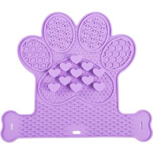 Dog Lick Mat with Suction Cups, Slow Feeder & Enrichment Mat for Dogs & Cats, Silicone Feeding Mat for Wet & Dry Food, Anxiety Relief, Mess-Free Foldable Pocket Design, Purple
