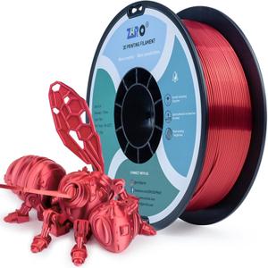 ZIRO PLA Filament 1.75mm, Shining Red 3D Printer Filament Silky, Silk 3D Printing Material, Dimensional Accuracy +/- 0.03mm, Fit Most FDM Printers and Pens, Metal Metallic Glossy 1KG Spool