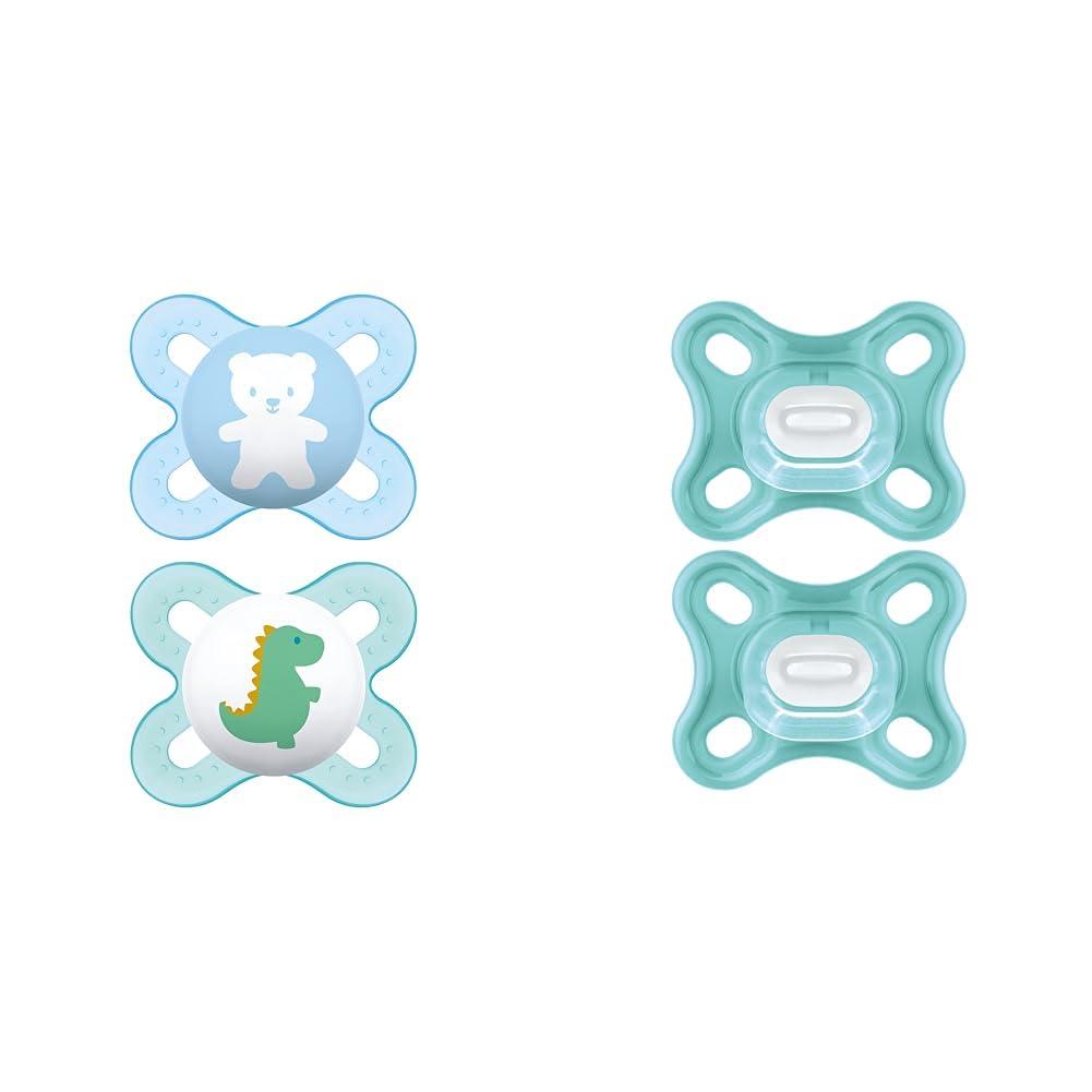 MAM Original & Comfort Silicone Baby Pacifiers, Sterilizer Case, Breastfed Nipple, 0-3 Months, 2 & 2 Count