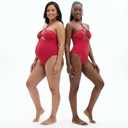 ELUWE Women's Textured Cutout One Piece Swimsuit - Halter Monokini Tummy Control Bathing Suit Slimming (Red, M)