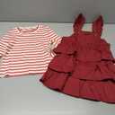 grehava Toddler Girls 2T Spring Dress with Easy-to-Wear Striped Long Sleeve Top Comfortable & Convenient for Busy Parents Burgundy 24M