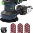 ZEITE Random Orbital Sander Tool, Electric Palm Sander, 3.0 Amp Wood Sanding Machine, Variable Speed 5000-12000 OPM, Cyclonic Dust Box, Vacuum Adapter, 12Pcs 5" Sandpapers for Sanding and Polishing (Dark Blue)