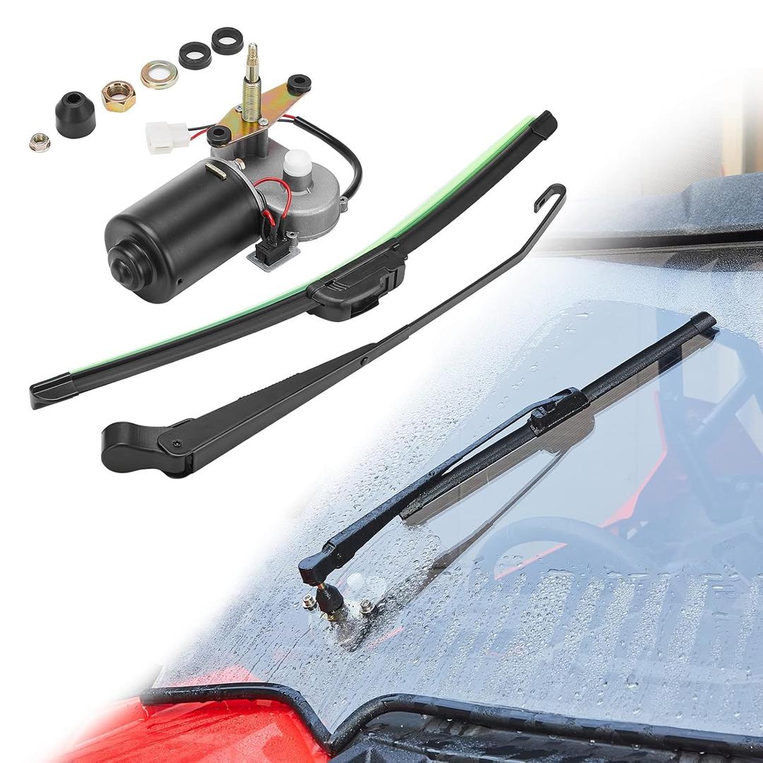 KEMIMOTO UTV Electric Windshield Wiper Motor Kit for Most UTV Compatible with Can Am Defender Pro Compatible with Mule Teryx 16" 12V Wiper Blade