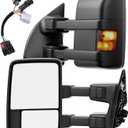 Smoked Power Heated Tow Mirrors Compatible with Ford 1999-2016 F250 F350 F450 F550 Super Duty, 2001-2005 Excursion, Extended Trailer Towing Side Mirrors w/Turn Signal, Running Light