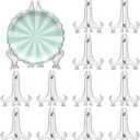 12 Pack 5 Inch Clear Plastic Easels or Stand/Plate Holders to Display Pictures or Other Items at Weddings, Plate Stands for Home Decoration, Birthdays, Tables