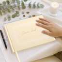 &And Per Se Guest Book for Party, Photo Book, Blank Book and Birthday Guest Book for Special Events, Baby Shower Book to Sign with Blank Lined Pages & Photo Spots (Beige with Pattern)