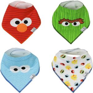 Copper Pearl Baby Bandana Bibs - 4 Pack Soft Cotton Bibs for Drooling & Teething, Absorbent, Adjustable Fit, Many Styles (Elmo)