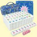 American Mahjong Tile Set, 166 White Tiles (1.2), Mahjong Tile Set with Carrying Bag, Dice, Mat, Cute Mini Tiles, Portable Travel Complete Game Set for Home Outdoor, Gift for Enthusiasts
