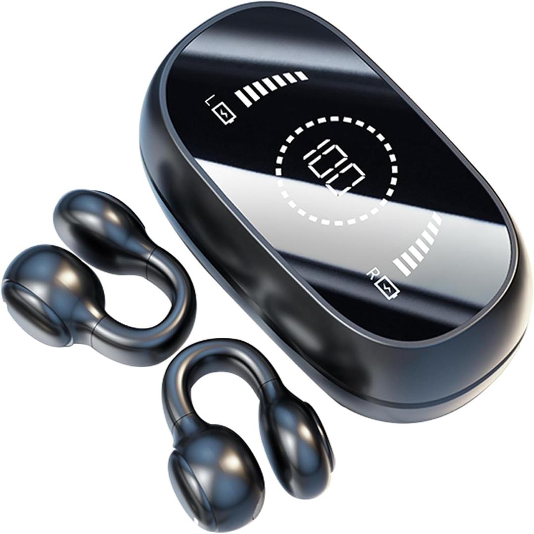 Wireless Ear Clip Bone Conduction Headphones Bluetooth Wireless Clip On Open Ear Headphones Earbuds Earclip Bone Conduction Earbuds Head Set Waterproof Bone Conducting Ear Buds Induction Headphones
