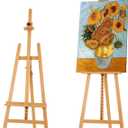 VISWIN Wooden Easel for Painting & Display, 57"-76" Adjustable Height Beech Wood Easel Stand for Canvas, Sign, Hold Canvas up to 43", Foldable Floor Art Easel for Adults, Artists, Beginners - Natural