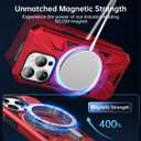 LUMARKE Strong Magnetic for iPhone 15 Pro Case - Military-Grade Drop Tested - Built-in Kickstand Shockproof Protective Phone Cover 6.1 for Women and Girls- Red