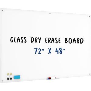 Lumspax Large Glass Whiteboard, Enhanced Magnetism Glass Dry Erase Board for Wall, 72" x 48" Magnetic Pure White Tempered Glass Board, 6' x 4' Big White Board for Home, Office, School