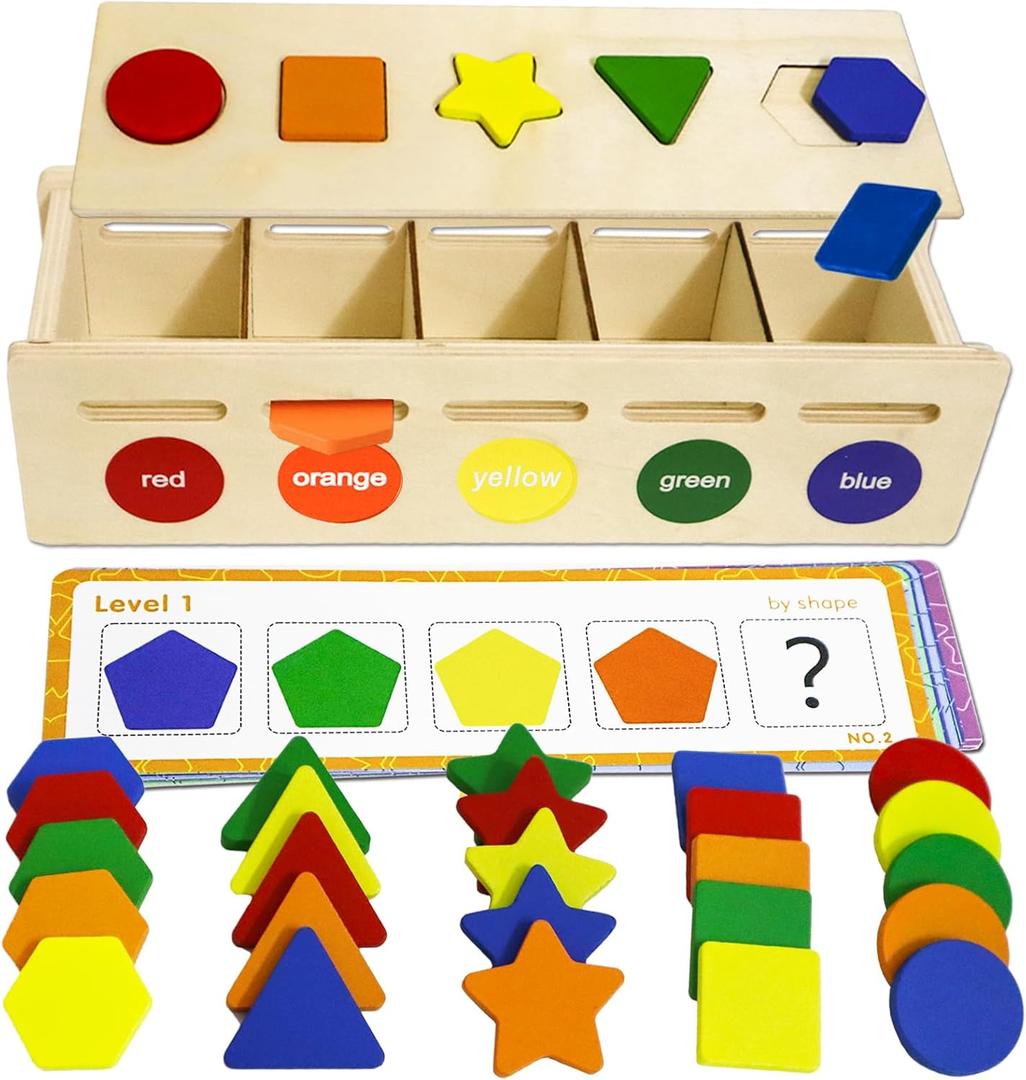 LOYUEGIYO Montessori Wooden Sorting & Matching Toy for Kid Toddler 1-3 Year Old, Baby 12+ Months, Color & Shape Learning Game Educational Toys for 1,2,3,4,5 Year Old Boys Girls Children