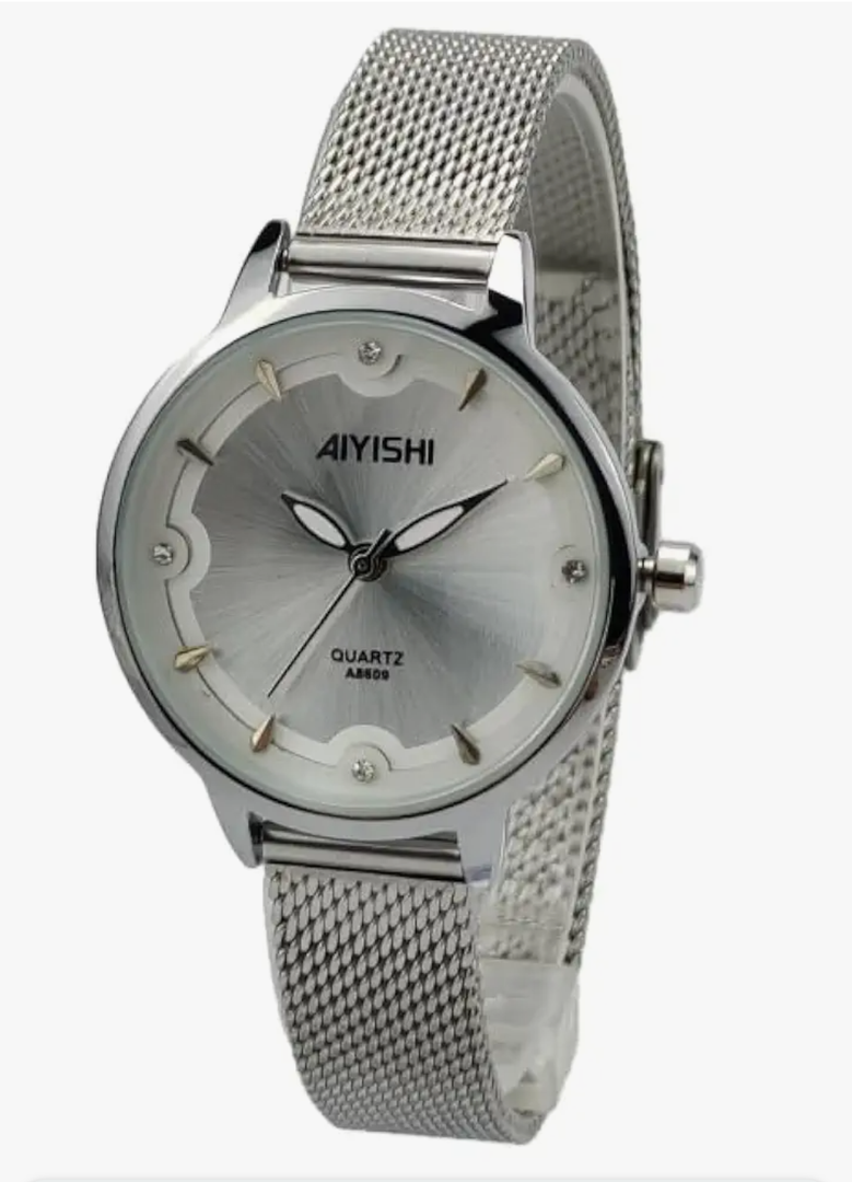AIYISHI Silver Wrist Watch for Woman,Adjustable Stainless Steel Mesh/Silicone Band Watches Waterproof Quartz Analog Ladies Bracelet Dress Watches Elegant