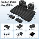 Thickened Inflatable Car Bed Air Mattress with Safety Side Wedge/Built-in Air Pump & 2 Pillows/Back Seat Camping Sleeping Pad for SUVs and Sedans/Portable Foldable Airbed for Travel/Black