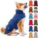 KYEESE Dog Coat Waterproof Dogs Jacket with Fleece Lined Windproof Dog Coats for Small Dogs Thick Pets Clothes with Pocket Soft Pet Sweater for Cold Weather Warm Pet Winter Puffer Coat with Leash Hole L