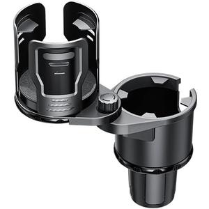 Upgrade Dual Cup Holder Expander, 2 in 1 Multifunction Cup Holder for Car with Lock, 360 Rotating Car Cup Drink Holder with Adjustable Base, Cupholder Expander for Large Water Bottles, Cups
