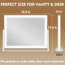 ROLOVE Lighted Makeup Mirror 16.3"x12.6", Hollywood Vanity Mirror with 10X Magnifier, 3 Color LED Lighting Modes, Smart Touch Control & 360 Rotation, Tabletop Makeup Mirror (White, Gift Ready)