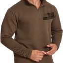H HYFOL Men's USA Flag Graphic Pullover Waffle 1/4 Zip Stand Collar American Patriotic Sweatshirts (Brown, XXL)