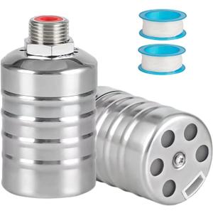2 Packs Automatic Water Trough Float Valve Water Level Control Float Valves Float Ball For Tank And Pool Auto Shut Off Floating Valves Stainless Steel Home Accessories (1/2",Upper Water Inlet)