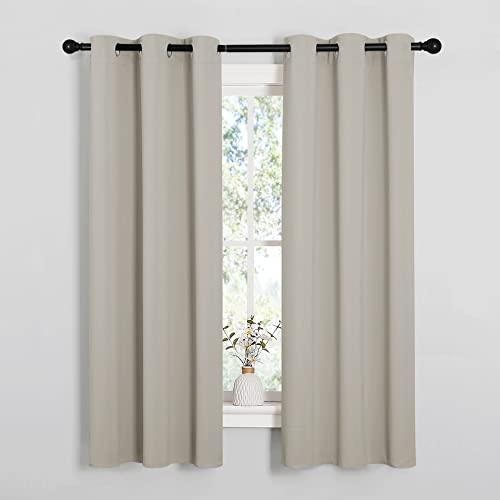 NICETOWN Kitchen Curtains, Short Curtains for Bedroom Windows, Thermal Insulated Room Darkening Curtain Panels for Girls Room, Cafe (Natural, 34" W by 63" L, 1 Pair)
