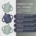 KIDSco. Silicone Sippy Cups (2 Pack) Soft Spout & Easy Grip Handles for Babies 6+ months, Plastic Free, Toxic Free Silicone, Leak-Resistant, Dishwasher Safe (Green and Midnight Blue)