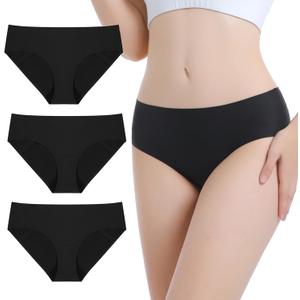 3pk Incontinence Underwear for Women 100ml Absorbency Leak Proof Underwear for Women Washable Womens Incontinence Panties for Incontinence Postpartum Bladder Leakage Protective Briefs Black-2XL