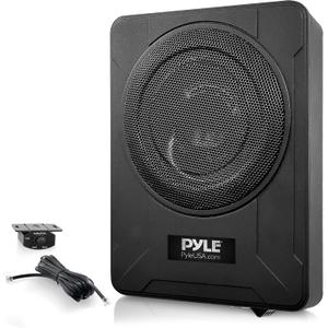 Pyle 8-Inch Low-Profile Amplified Subwoofer System - 600 Watt Compact Enclosed Active Underseat Car Audio Subwoofer with Built In Amp, Powered Car Subwoofer w/ Low & High Level Inputs - Pyle PLBX8A (Black)