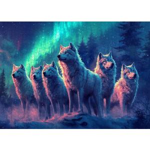 1000 Piece Wolves Puzzle for Adults - Vibrant Blue & Purple, Large Challenging Jigsaw Puzzle for Family Interactive Game Puzzle DIY Home Decoration Brain Challenge Gift (28in x 20in)