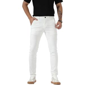 Plaid&Plain Men's Plaid Pants Skinny Dress Pants for Men Skinny Chino Pants Men 7301-White-T28X28