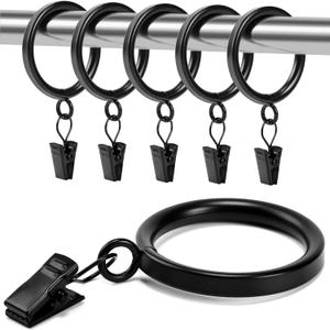 Curtain Rings with Clips - Set of 42, Interior Diameter 1.5inch,Fits Up to 1.2Inch Rod (Black-42pcs) Curtain Rings with Clips - Set of 42, Interior Diameter 1.5inch,Fits Up to 1.2Inch Rod (Black-42pcs)