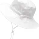 2 x Baby Sun Hat Toddler Summer Hats UPF 50+ Baby Bucket Hat Protective Bucket hat Kids Beach Hats for Baby Boy Girl (White, S)