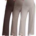 3 Pack Women's Maternity Pants Loose Wide Leg Pregnancy Sweatpants Over the Belly Lounge Pants Pajama with Pockets(Dark Brown, Light Coffee, Gray Apricot,X-Large)