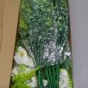 Artificial Flowers for Outdoors 12 Bundles White Artificial Petunias Fake Flowers UV Resistant Shrubs Plants with Fern for Indoor Outside Hanging Planters Home Garden Spring Decorations