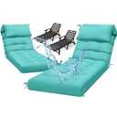 Uthem Waterproof Lounge Chair Cushion Set of 2, Outdoor Fade Resistant Chaise Lounger Replacement Cushions with 6 Ties, Thickened Memory Foam Pool Lounge Chair Cushions, 76 x 22 x 4.7 Inches, Teal